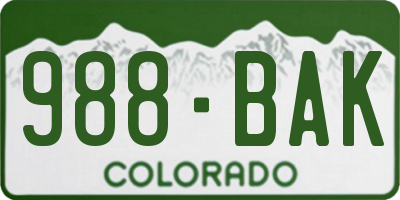 CO license plate 988BAK