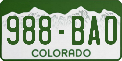 CO license plate 988BAO