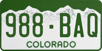 CO license plate 988BAQ