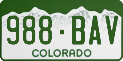 CO license plate 988BAV