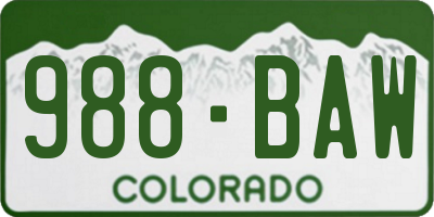 CO license plate 988BAW