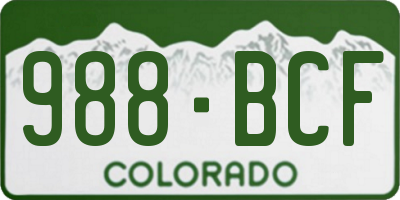 CO license plate 988BCF