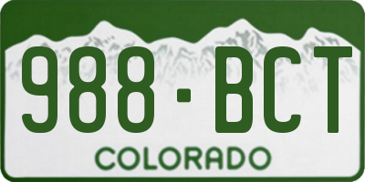 CO license plate 988BCT
