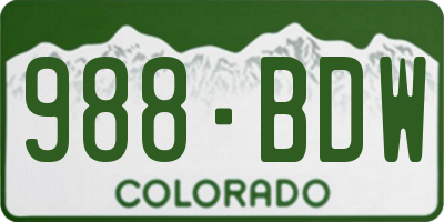 CO license plate 988BDW