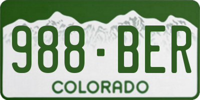 CO license plate 988BER