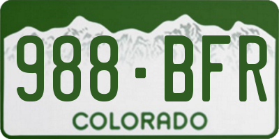 CO license plate 988BFR