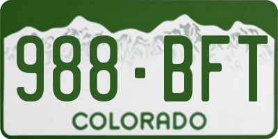 CO license plate 988BFT