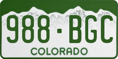 CO license plate 988BGC
