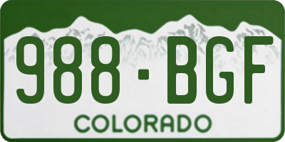 CO license plate 988BGF