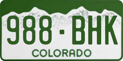 CO license plate 988BHK