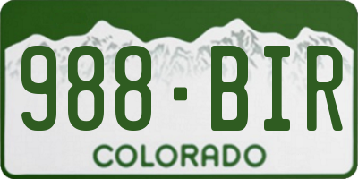 CO license plate 988BIR