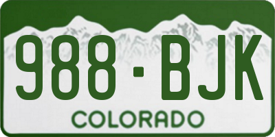 CO license plate 988BJK