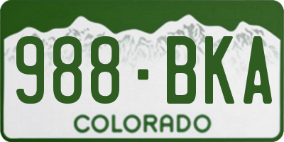 CO license plate 988BKA