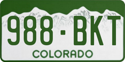 CO license plate 988BKT