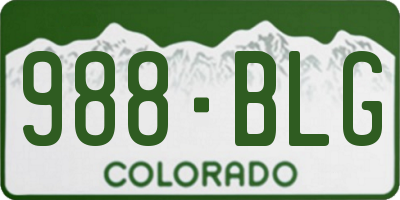 CO license plate 988BLG