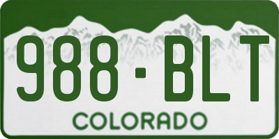 CO license plate 988BLT