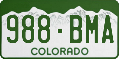 CO license plate 988BMA