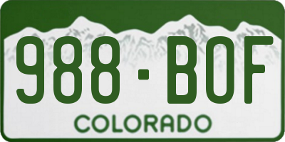 CO license plate 988BOF