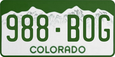 CO license plate 988BOG
