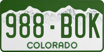 CO license plate 988BOK