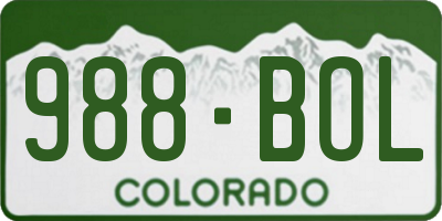 CO license plate 988BOL