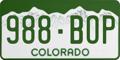 CO license plate 988BOP