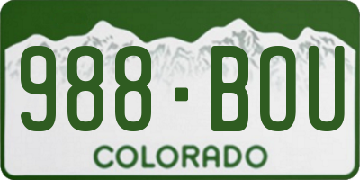 CO license plate 988BOU