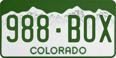 CO license plate 988BOX