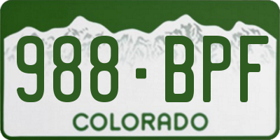 CO license plate 988BPF