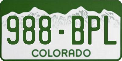 CO license plate 988BPL