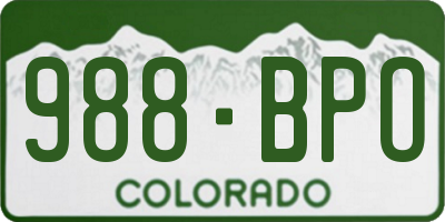 CO license plate 988BPO