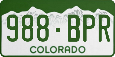 CO license plate 988BPR