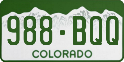 CO license plate 988BQQ