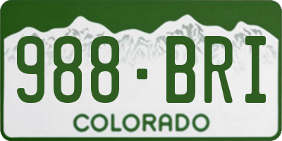 CO license plate 988BRI