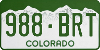 CO license plate 988BRT