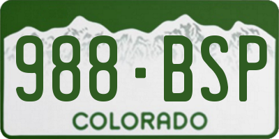 CO license plate 988BSP