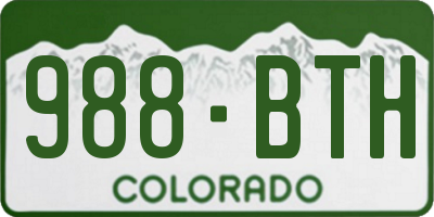 CO license plate 988BTH