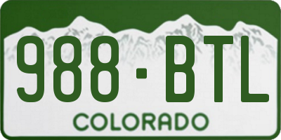 CO license plate 988BTL