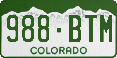CO license plate 988BTM