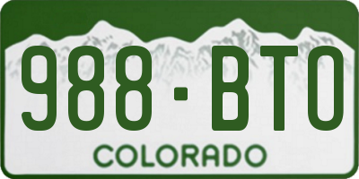 CO license plate 988BTO