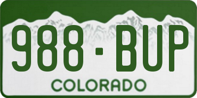 CO license plate 988BUP