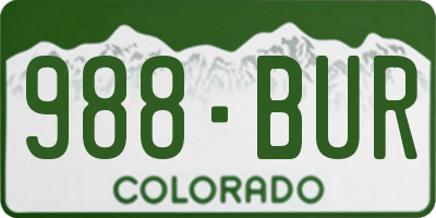 CO license plate 988BUR