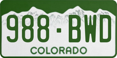 CO license plate 988BWD