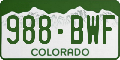 CO license plate 988BWF