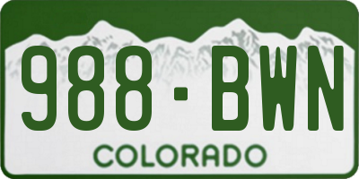 CO license plate 988BWN