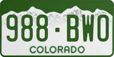 CO license plate 988BWO