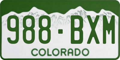 CO license plate 988BXM
