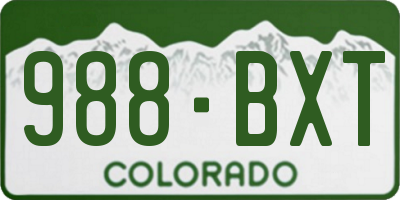 CO license plate 988BXT