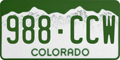 CO license plate 988CCW