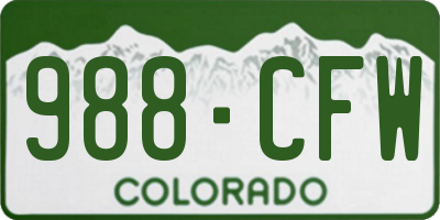 CO license plate 988CFW